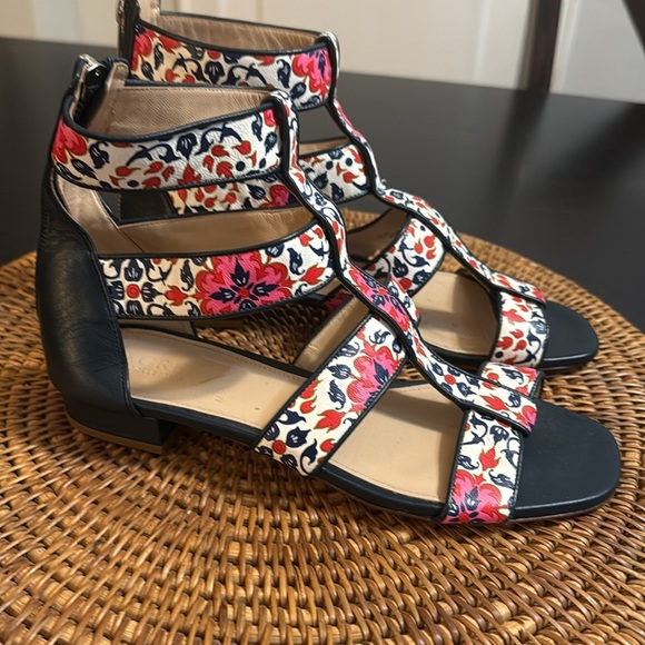 J. Crew Floral Strappy Sandals - Black and Multicolor - Picture 2 of 7